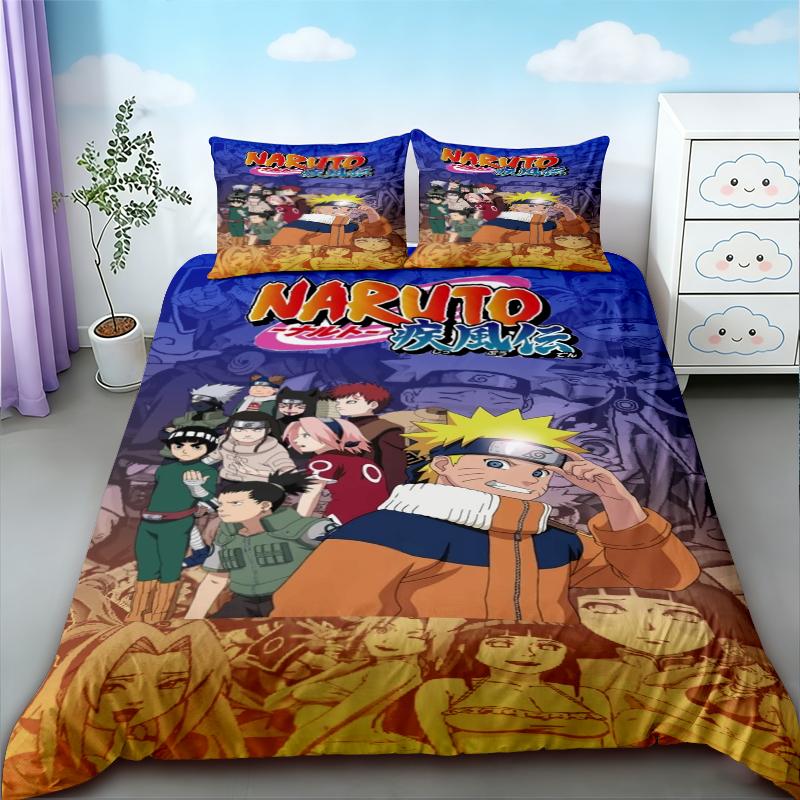 3pcs Duvet Cover Naruto Teens Japanese Anime Bedding Set Comfortable Breathable Quilt Cover Queen King Full Bedroom Decor