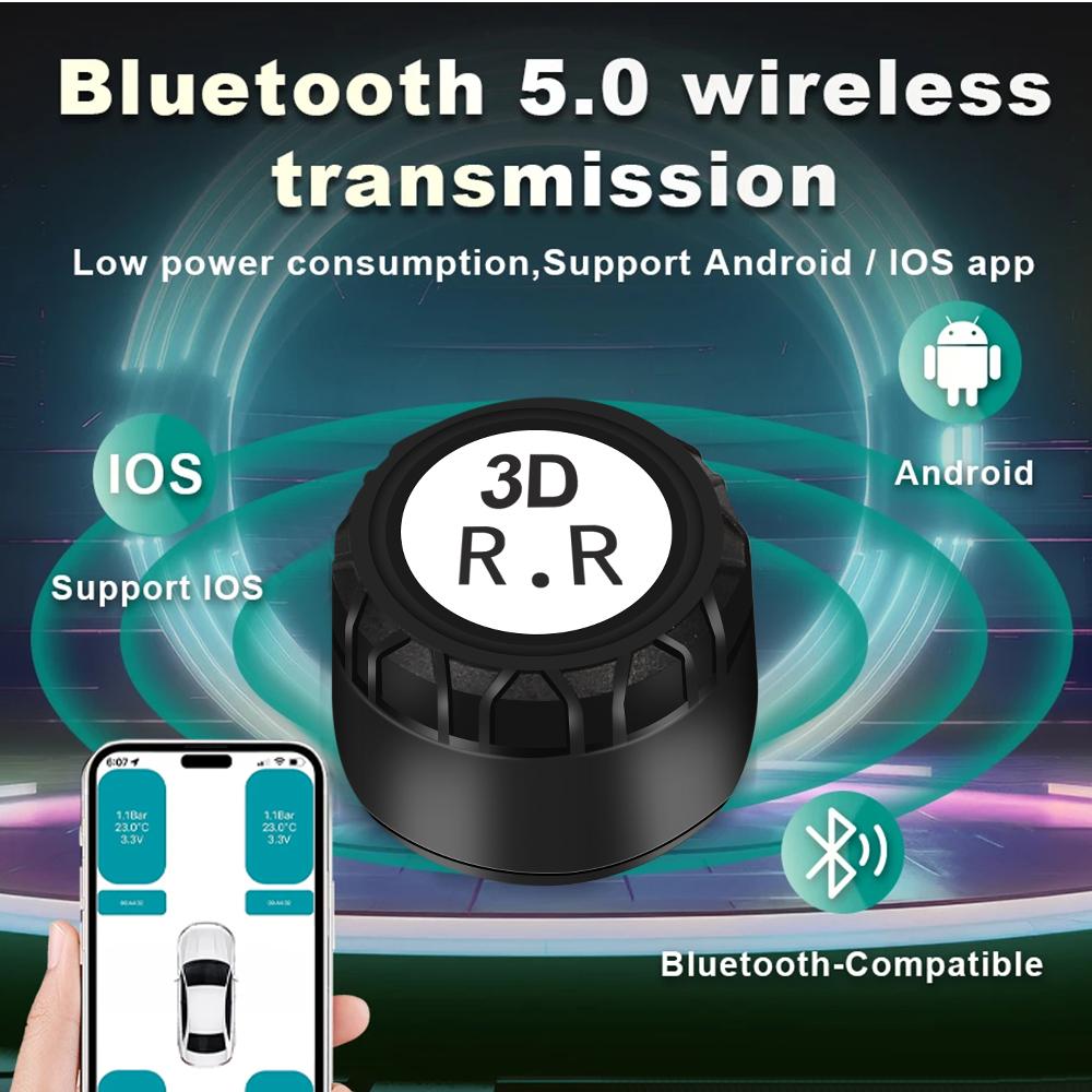 Bluetooth5.0 Автомобильная беспроводная система контроля давления в шинах TPMS IP67 Водонепроницаемая с 4 внешними датчиками Поддержка Android/IOS