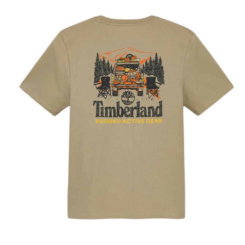 Timberland Повседневная мужская футболка с коротким рукавом, дышащая, с принтом, для улицы, цвет лакрично-желтый, A6AAU-DH4