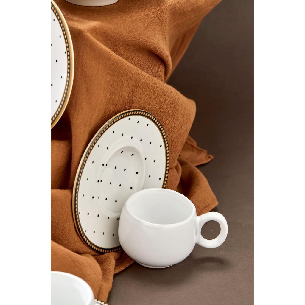 Набор кофейных чашек Polka Dot Lux из 12 предметов на 6 человек, набор белых чашек для турецкого кофе