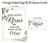 Inkdotpot How Many Kisses For The Soon To Be Mrs Greenery White Bridal Shower Game 1 Sign   30