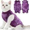 SAWMONG Cat Surgery Recovery Suit,Breathable Cat Onesie After Surgery Spay Surgical,E-Collar Alternative Non-Lick Pet Body Suit Purple S