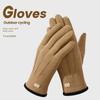 Double Sided Plush Finger Gloves Suede Fabric Warm Gloves New Touch Screen Gloves  Men's Style