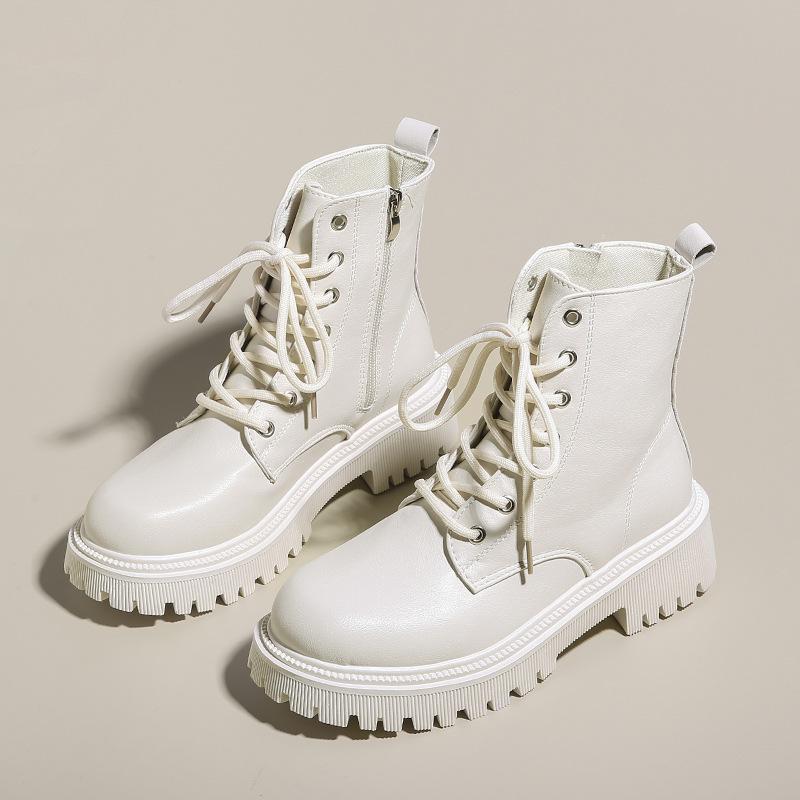 Martin Boots Women's British Wind Locomotive Thick-soled Spring and Autumn Thin Single Boots New Velvet Winter Sweet and Cool Short Boots