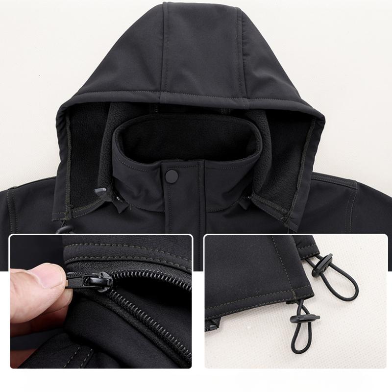 Winter Jacket Suit Men's Plus Velvet Thickened Windproof Waterproof and Warm Outdoor Camouflage Mountaineering Suit Casual 2-piece Suit