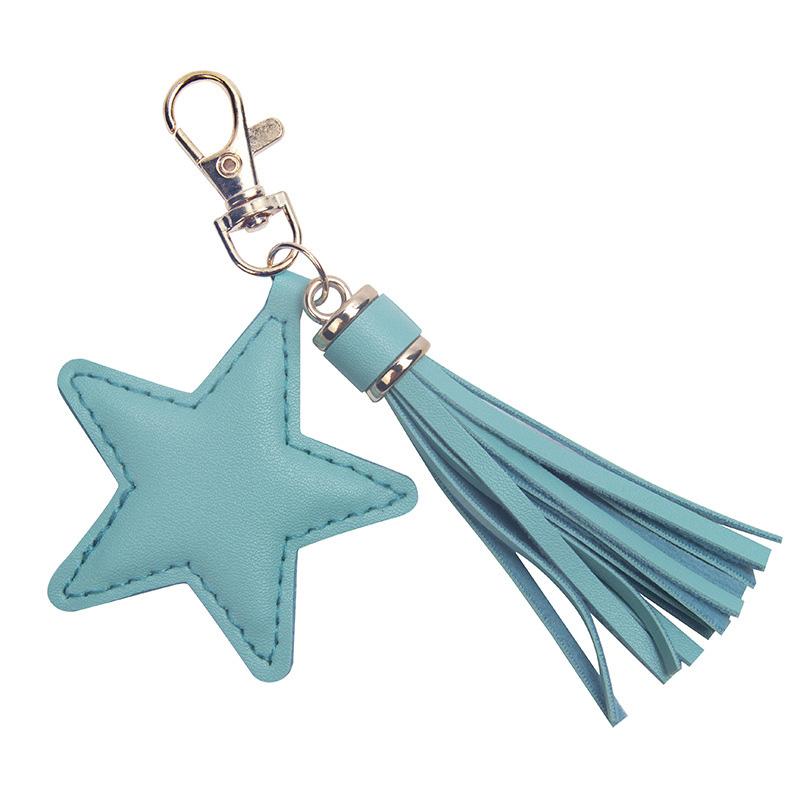 1PC Lobster Clasp Star Keyring Tassel Keychain Bag Pendant PU Leather Key Ring Women Girl