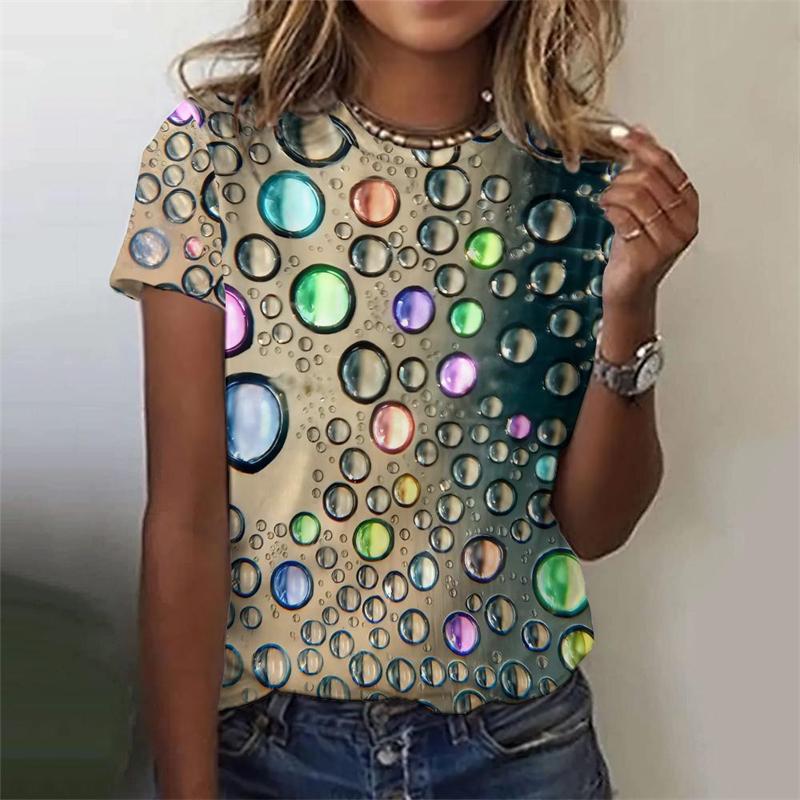 Футболка с 3D-принтом в виде цветного сердца, красивая женская одежда, женская мода, повседневная футболка для девочек, свободные топы с коротким рукавом, футболки