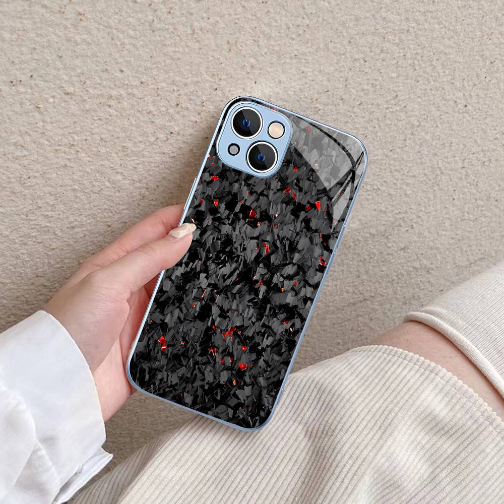 Чехлы из кованого карбона Закаленное стекло Для iPhone 14 13 12 11 Pro Mini XS MAX 14Plus X XS XR Чехлы