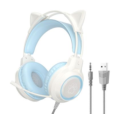 Игровые проводные детские наушники с кошачьими ушками 40 мм с RGB USB Совместимые для работы из дома онлайн Милый подарок кошки Наушники, Гарнитура, Наушники, Наушники, Динамики,