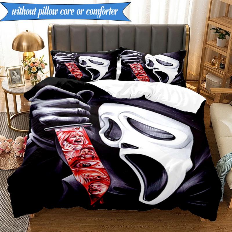 Scr-eam Horror Movie 3pcs K-pop music group Bedding set,Ideal for Bedroom, Dormitory,Including Duvet Cover And 2pcs Pillowcases,Fan gifts