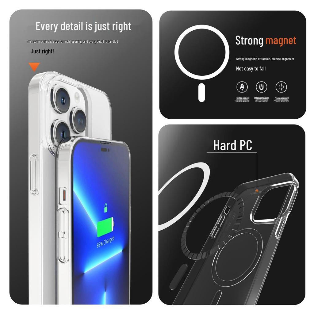 Совместимо с Apple iPhone 16 Pro Max: Прозрачный Магнитный Матовый Защитный Чехол