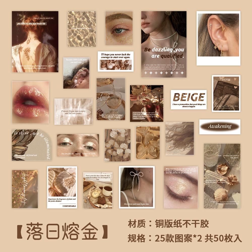 50-Sheet Korean Style Sticker Pack, INS Viral Cute Girlish Designs, Self-Adhesive Waterproof for Journal DIY & Scrapbook Deco