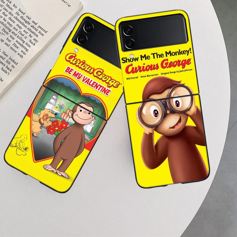 Чехол для телефона Curious G-Georgeser-m-Monkeis для Samsung Z Flip 7 6 5G Galaxy Z Flip 5 4 3 Черный Жесткий Чехол Роскошный ПК Корпус Co