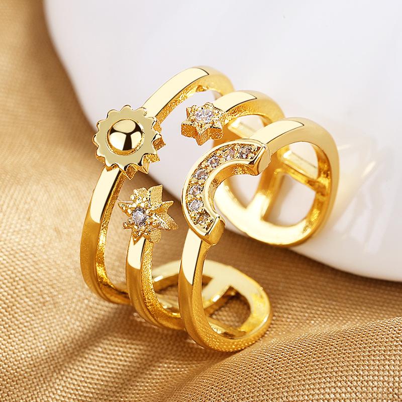 925 Sterling Silver HipHop Ring Open Adjustable Silver/Gold For Women Exquisite Student Girlfriend Jewelry Wedding Party GiftG