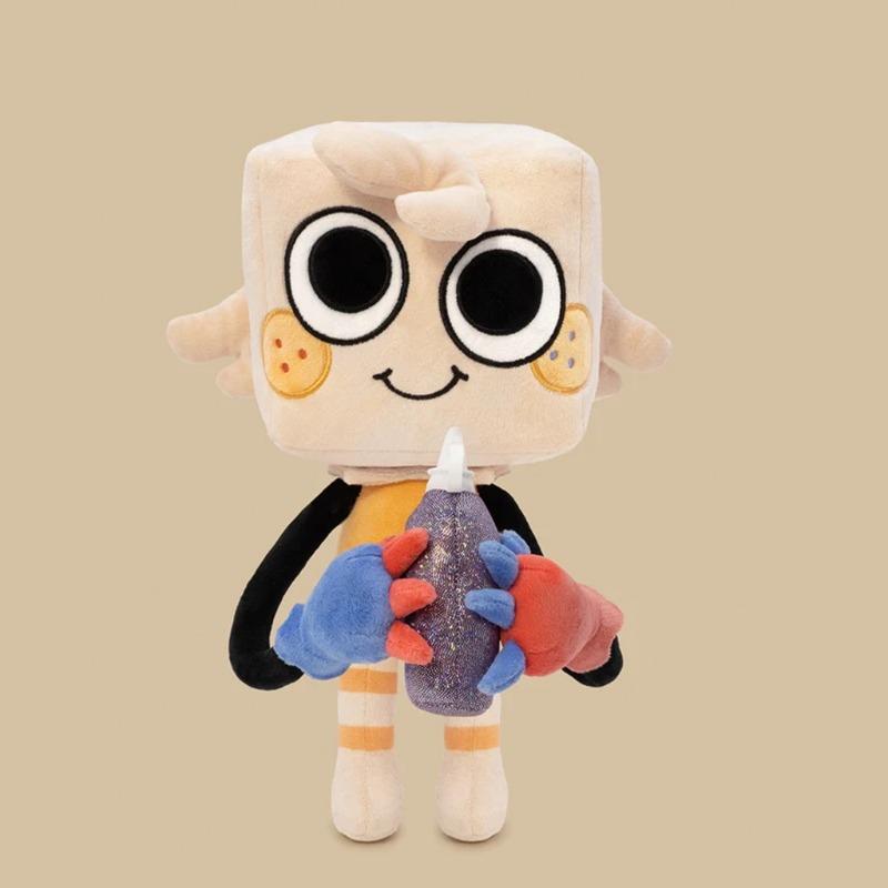 Cute Dandys World Goob Plush Toy Soft Stuffed Cartoon Character Doll Square Head Figure Collectible Home Ornament Birthday Gift for Kids and Game Fans