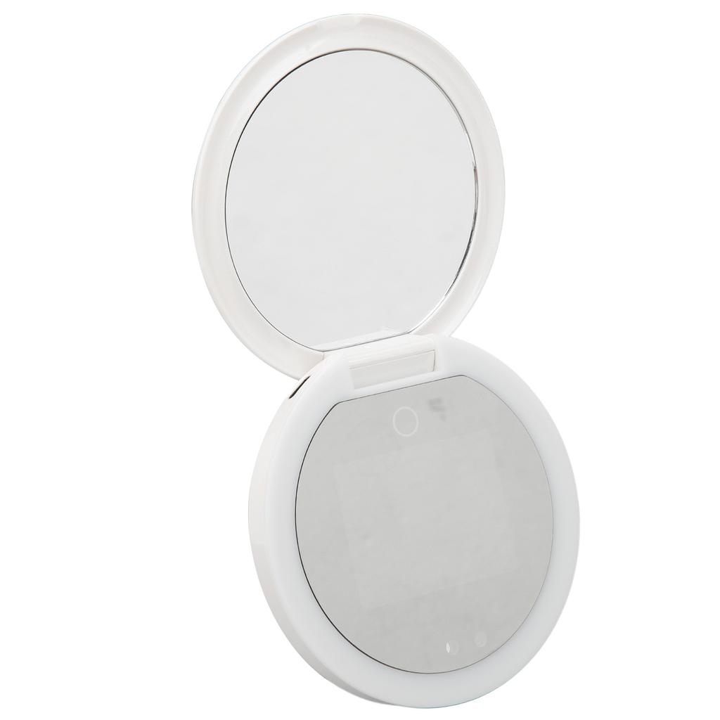 Travel Compact Mirror with UV Camera Sun Testing Double Side Adjustable Light Makeup Mirror for Pocket Purse Handbag