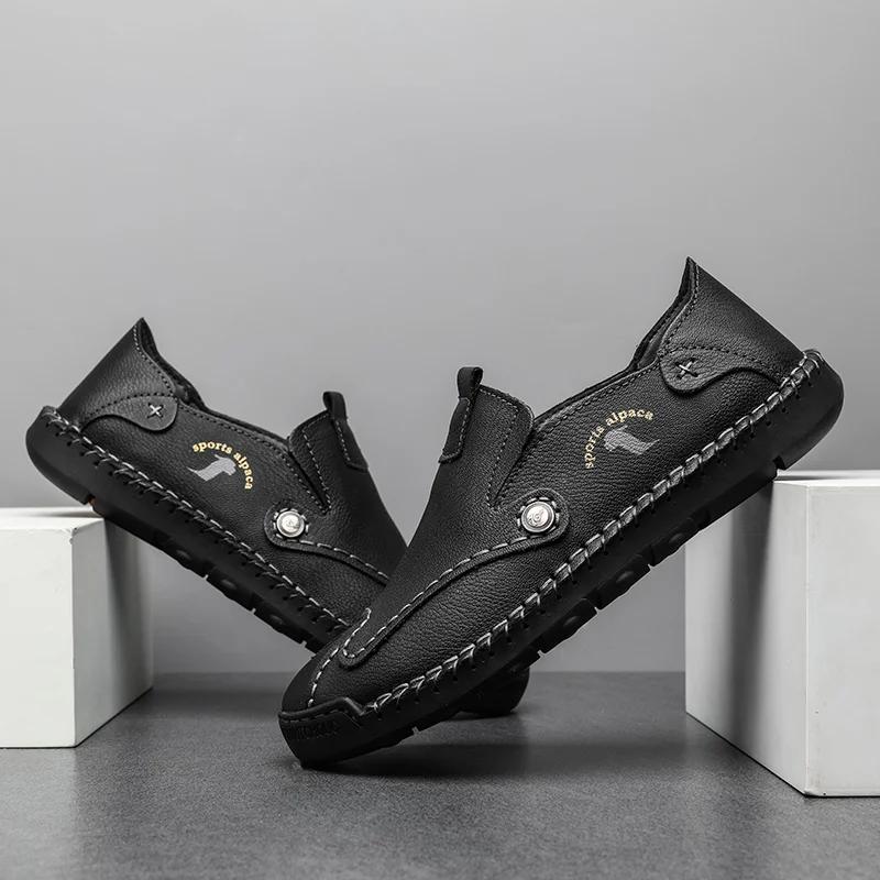 Модная обувь для мужчин. Высококачественная кожаная обувь ручной работы. Летние удобные мокасины. Повседневные кроссовки на плоской подошве для мужчин. Мужская обувь.