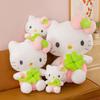 Green Clover Fourleaf Bow Cat Plush Toy Girlfriends Lucky Gift