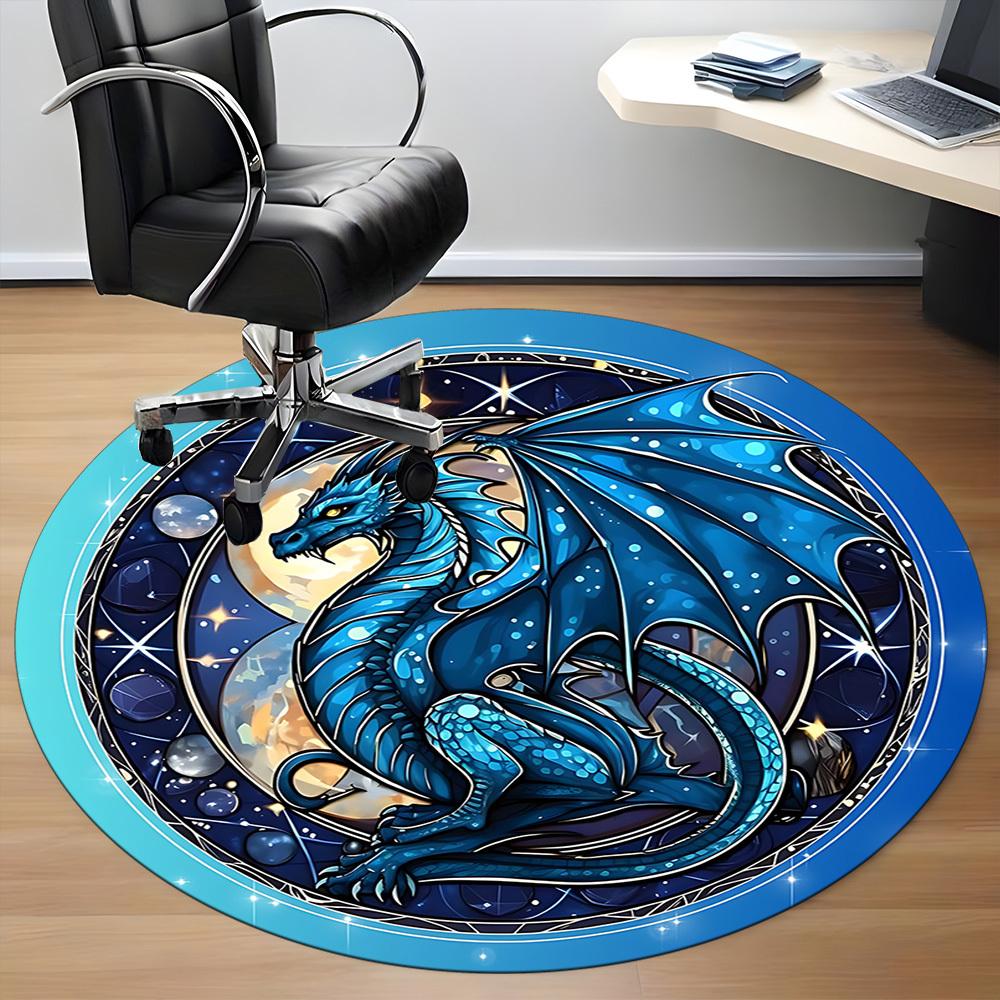 1pc Dragon Fantasy Office Round Area Rug, Under Office Chairs Bedroom Living Room Home Decor, Room Deco, Available in Various Sizes