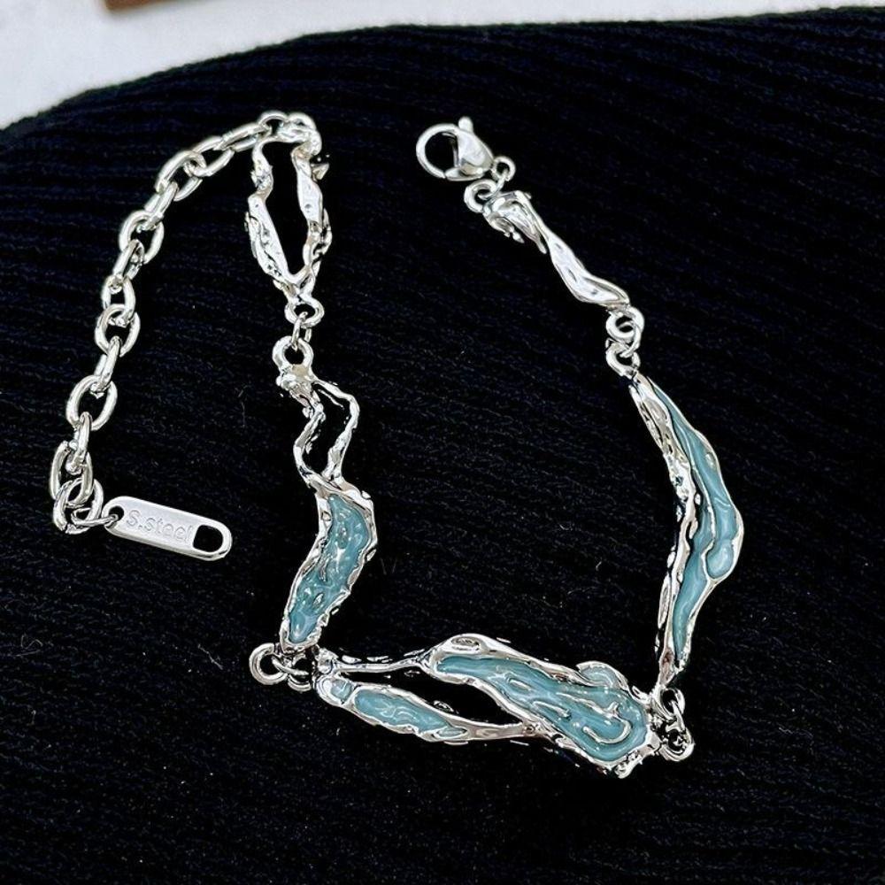 Irregular Wave Bracelet Light Blue Hand Chain Minimalist Bracelet Lovers