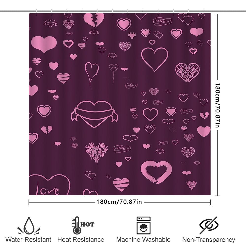 Purple Heart Pattern Shower Curtain Waterproof and Mildew Proof Bathroom Curtain Home Decor Shower Curtain