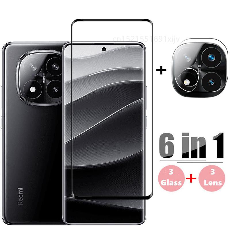 6-в-1 Стекло для Xiaomi Redmi Note 14 Pro Plus 5G Защитное стекло для экрана Закаленное стекло 3D Защитная пленка для объектива телефона Redmi Note 14 Pro+