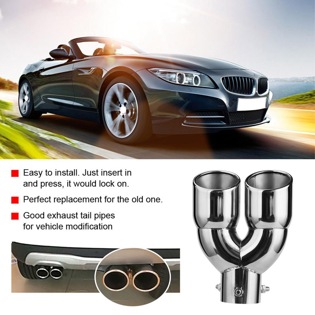 Car Dual Exhaust Tail Pipes 201 Stainless Steel Muffler Tips 63?76?220