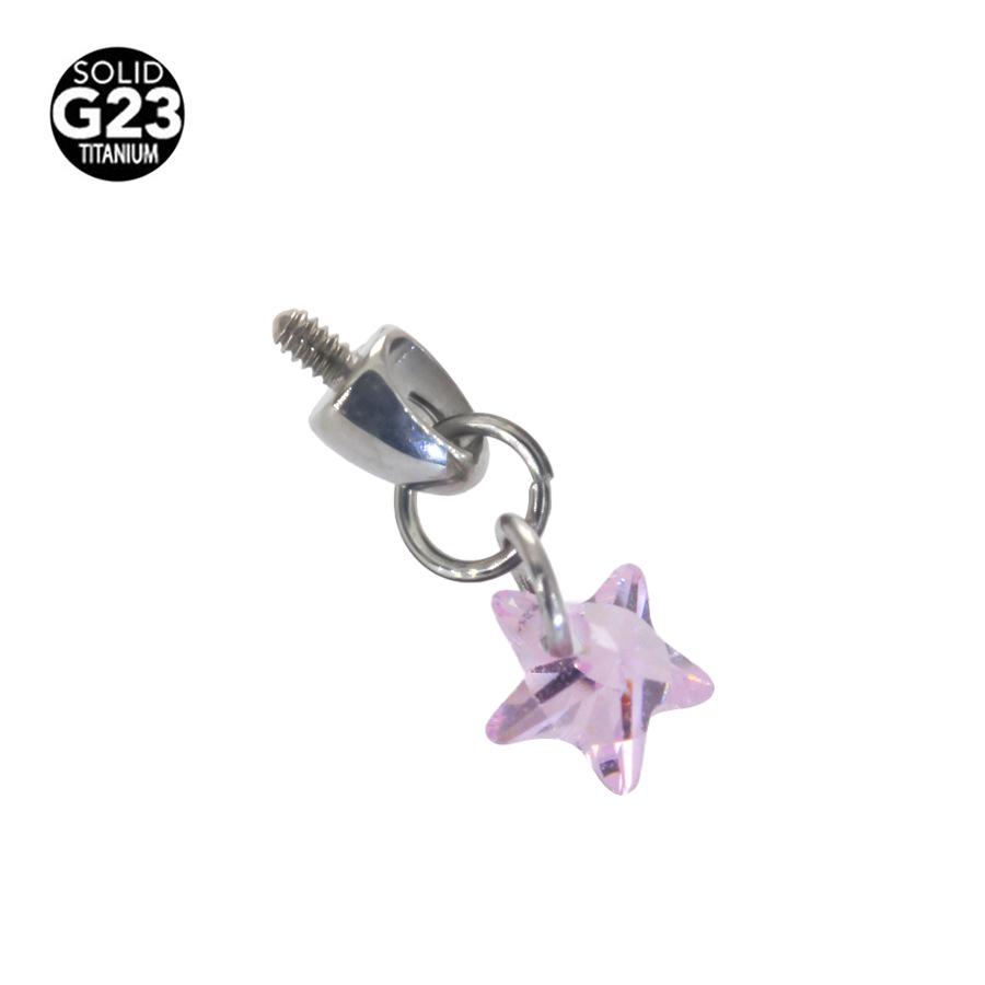 F136 Титановый лабрет с пулевидным наконечником в форме капли и подвеской из кристаллического циркона для пирсинга хряща уха