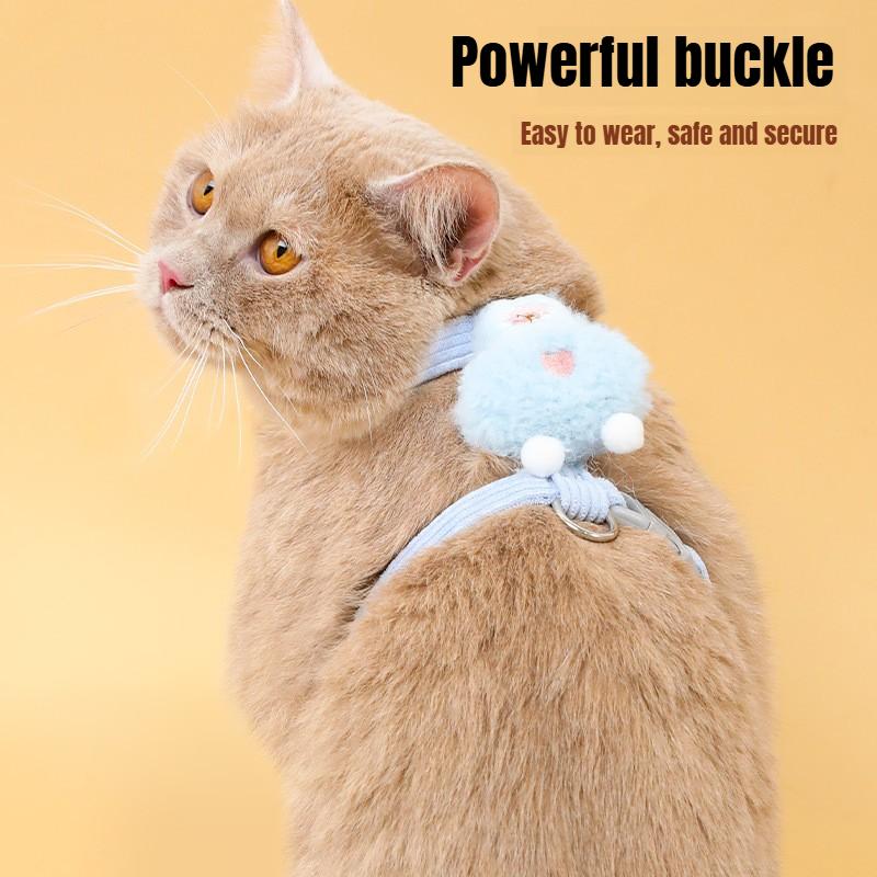 Набор шлейки, поводка и ошейника для кошки, регулируемая мультяшная пчела, двухслойная шлейка для собаки, для маленьких и средних питомцев, аксессуары для ошейника