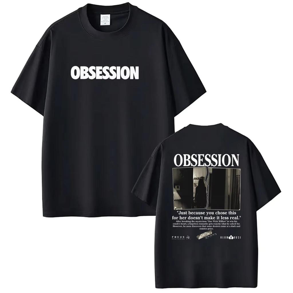 Obsession Ужасы 2026 Графическая Футболка Мужская Женская Винтажная С Круглым Вырезом Оверсайз Хлопковые Футболки Легкие и Дышащие для Прохладных Летних Образов