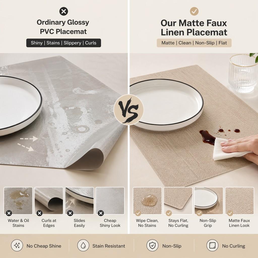 8PCS square simple PVC tableware high-end western restaurant tablecloth placemat linen 30 * 45cm