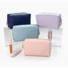 Makeup Bag Woman PU Handheld Portable Rectangle Waterproof Storage Bags Solid Travel Cosmetics Toiletry Bag Bathroom Organizer