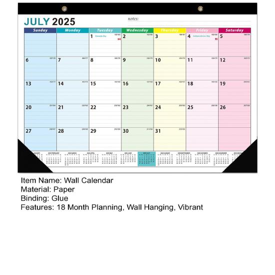 2025-2026 Настенный календарь Цветочный дизайн Настенный подвесной календарь Июль. 2025