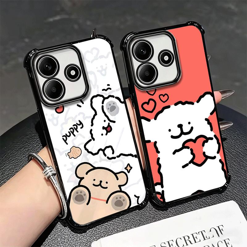 Кавайная Линия Щенка Милый Мягкий Чехол Для Телефона Для Xiaomi Redmi Note 14 15 Pro Plus 13 12 11S 11T 5G 10 9S 9 Покрытие Защита От Падения Fundas