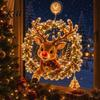 Christmas Wall Hanging Decor Suction Cup Window Light, 7.8-Inch Double-Layer Warm LED Party Ornament Battery Powered Light for Holiday Glass Windows,