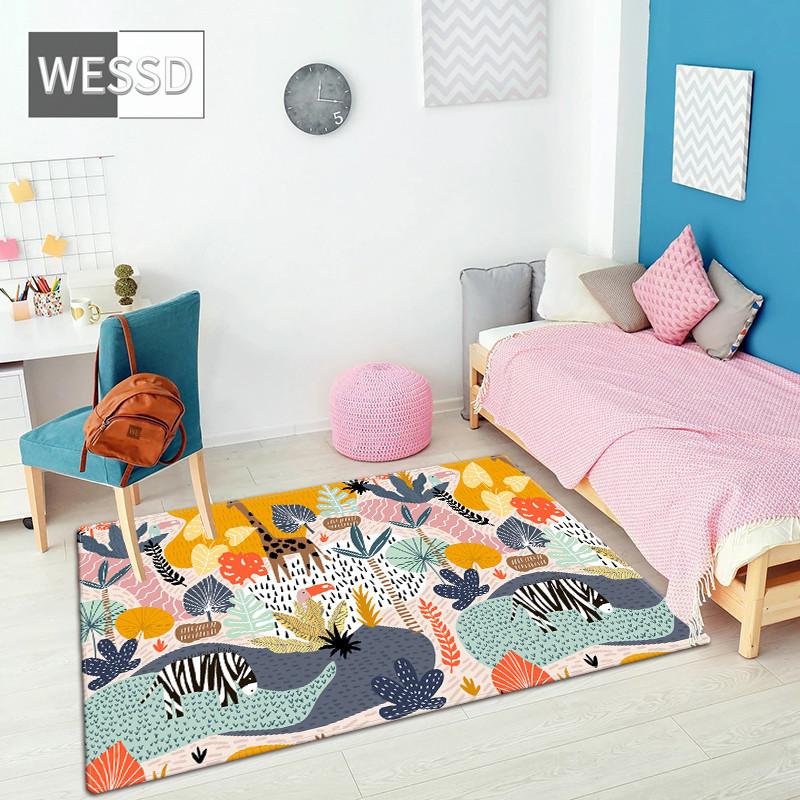Ковер с мультяшным принтом, мягкий скандинавский ковер, нескользящий коврик татами, прикроватный коврик для спальни, большой каваи