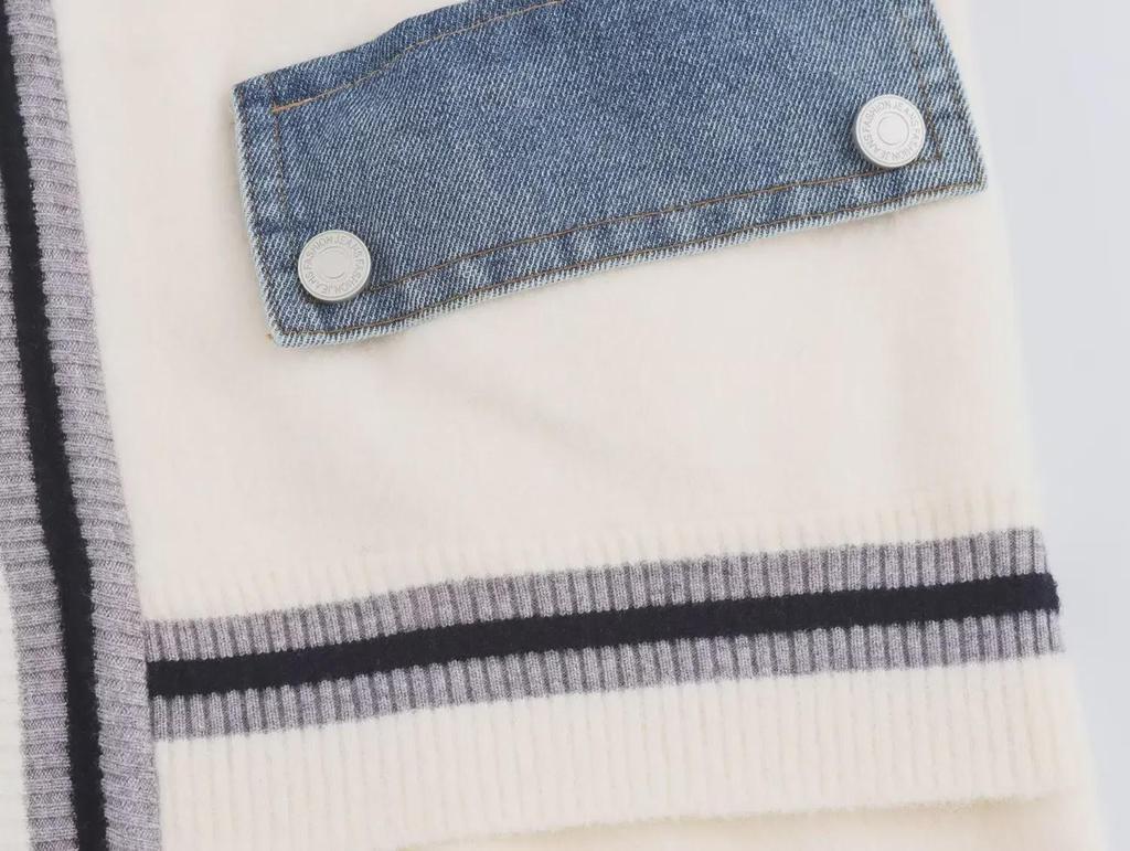 Женский европейский джинсовый вязаный кардиган-свитер