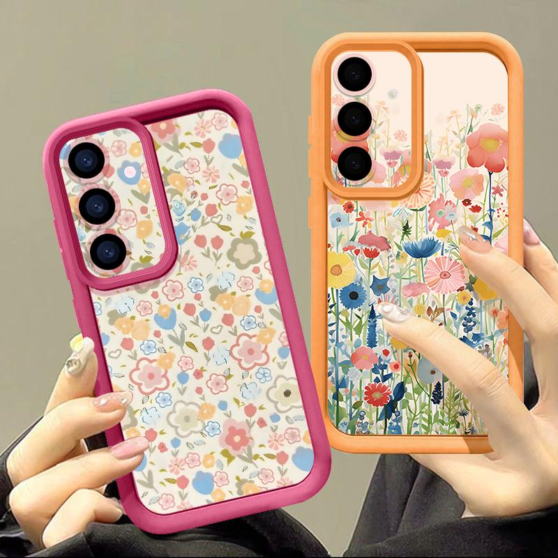 Пасторальный чехол с полевыми цветами для Samsung S26 S25 Ultra S24 S23 S22 S21 FE A18 A54 A55 A16 A26 A36 A56 A17 A27 A37 A57 5G Ударопрочный бампер