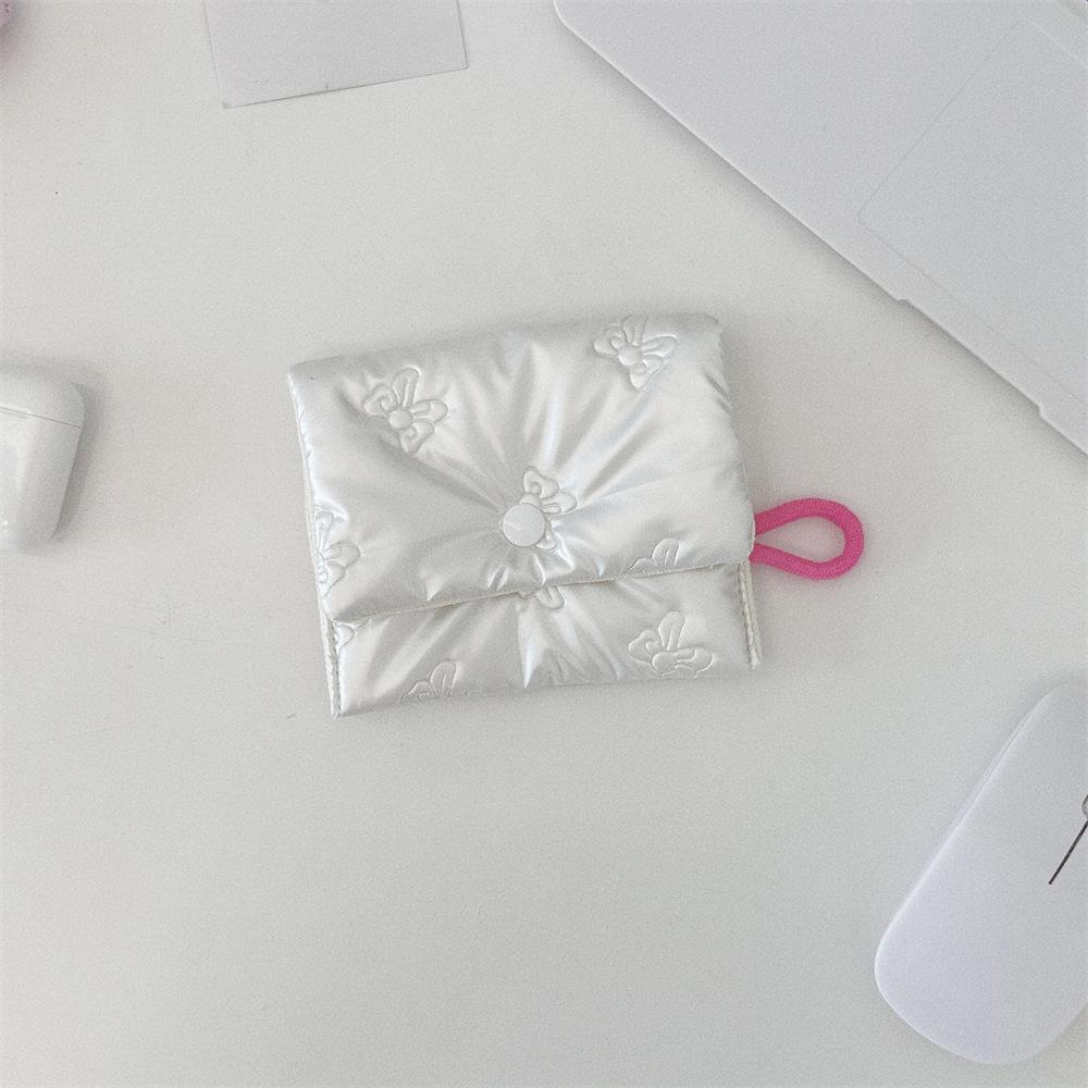 Small Pink Bow Makeup Lipstick Storage Bag Cute Cosmetic Bags Coin Purse Commuter Clutch Ins Style Women's Makeup Bag