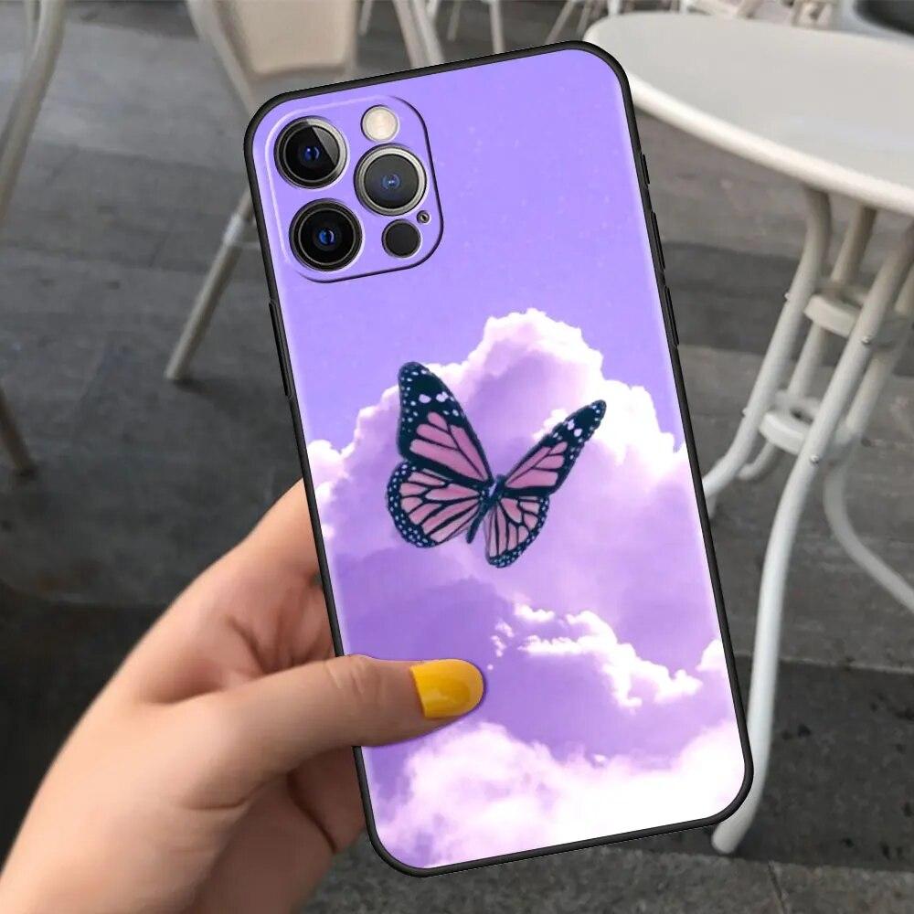 Милый чехол для телефона с бабочкой для iPhone Samsung Galaxy Redmi Xiaomi Oppo OnePlus Note SA 7 8 9 10 11 12 13 14 20 21 22 23 53 54 Pro Max Ultra TPU Soft