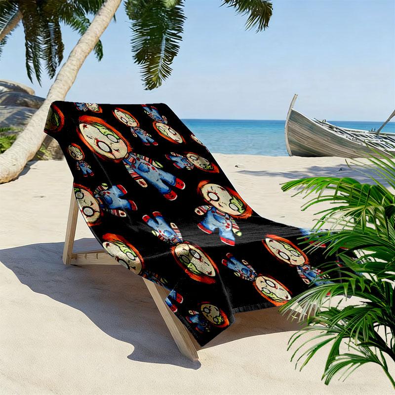 Chucky Print Beach Towel, Large Soft Quick Dry Towel for Beach Camping Swimming