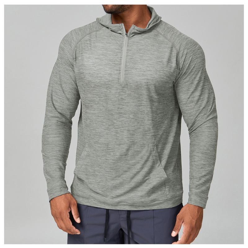 Mens Quick Dry Hooded Long Sleeve Fitness Running Outdoor Training Jacket