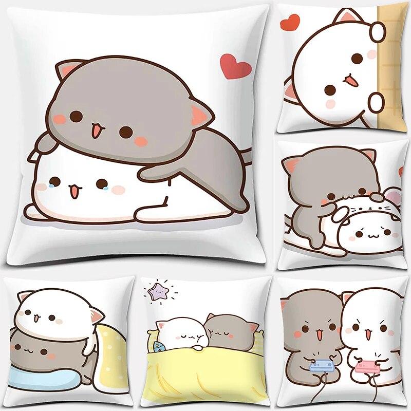 45x45 см мультяшная милая наволочка мокко-моти персиковый кот диван украшение автомобиля для дома