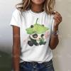 Cartoon Panda Pattern Women's T-Shirt O Neck Short Sleeve Tees Loose Pullover Summer For Ladies Female Fashion Streetwear Tops