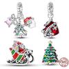 Медные шармы Санта-Клаус и елка, бусины, подходят для оригинальных браслетов, DIY украшения для женщин, вечеринка, Рождество