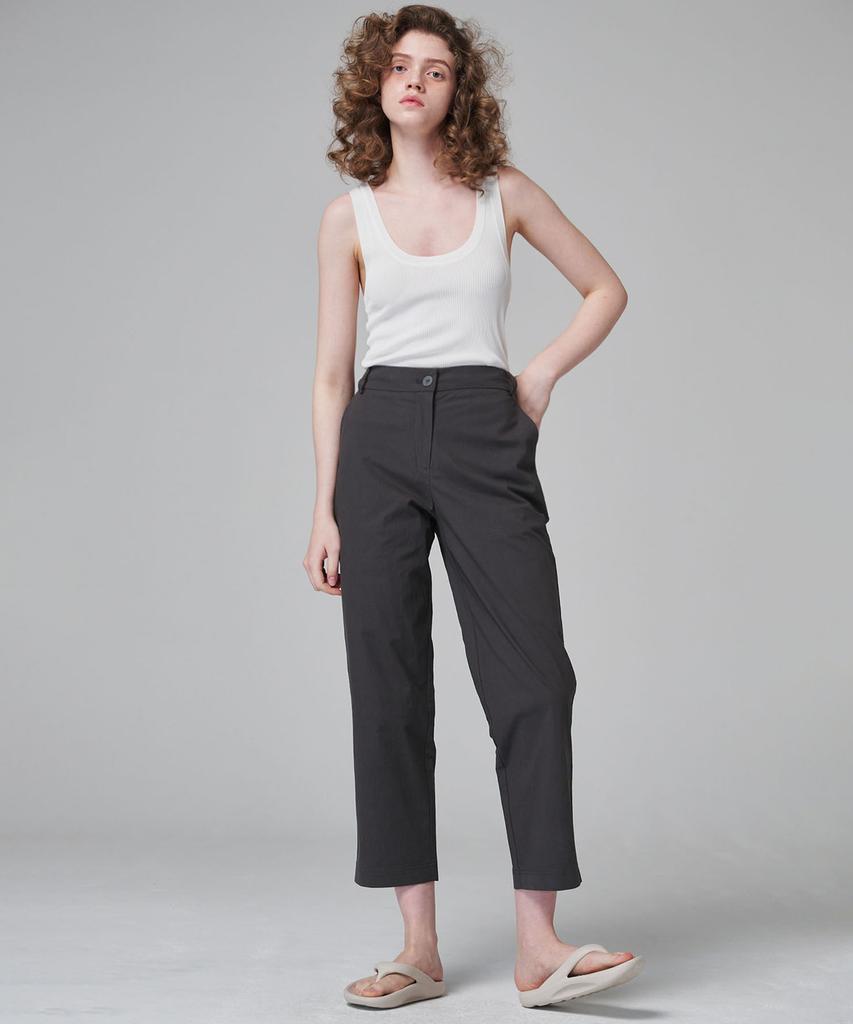 MALOUPE 2124 Summer Crop Lightweight Cotton Pants (Dark Gray)