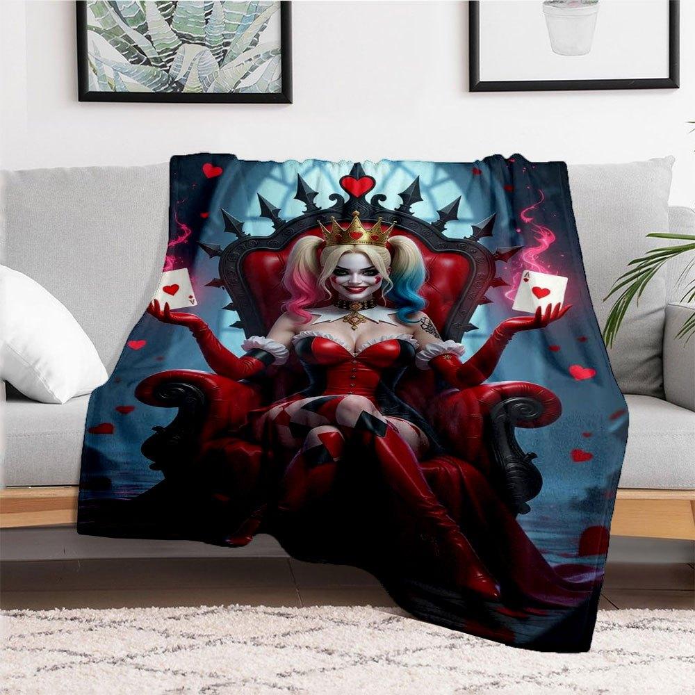 "Queen of Hearts: Red & Black Gothic Cosplay Costume Set"Blanket Flannel Throw Blanket for Sofa, Bed, Travel, Camping, Office