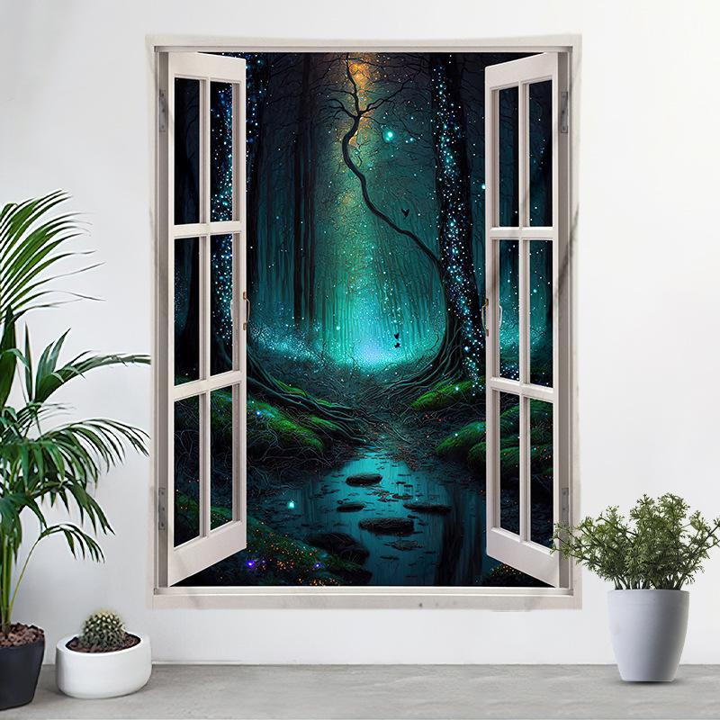 Ткань для подвешивания на окна Пейзаж Цифровая печать Гобелен Украшение спальни Ткань Фотофон Ткань Стена спальни Ткань