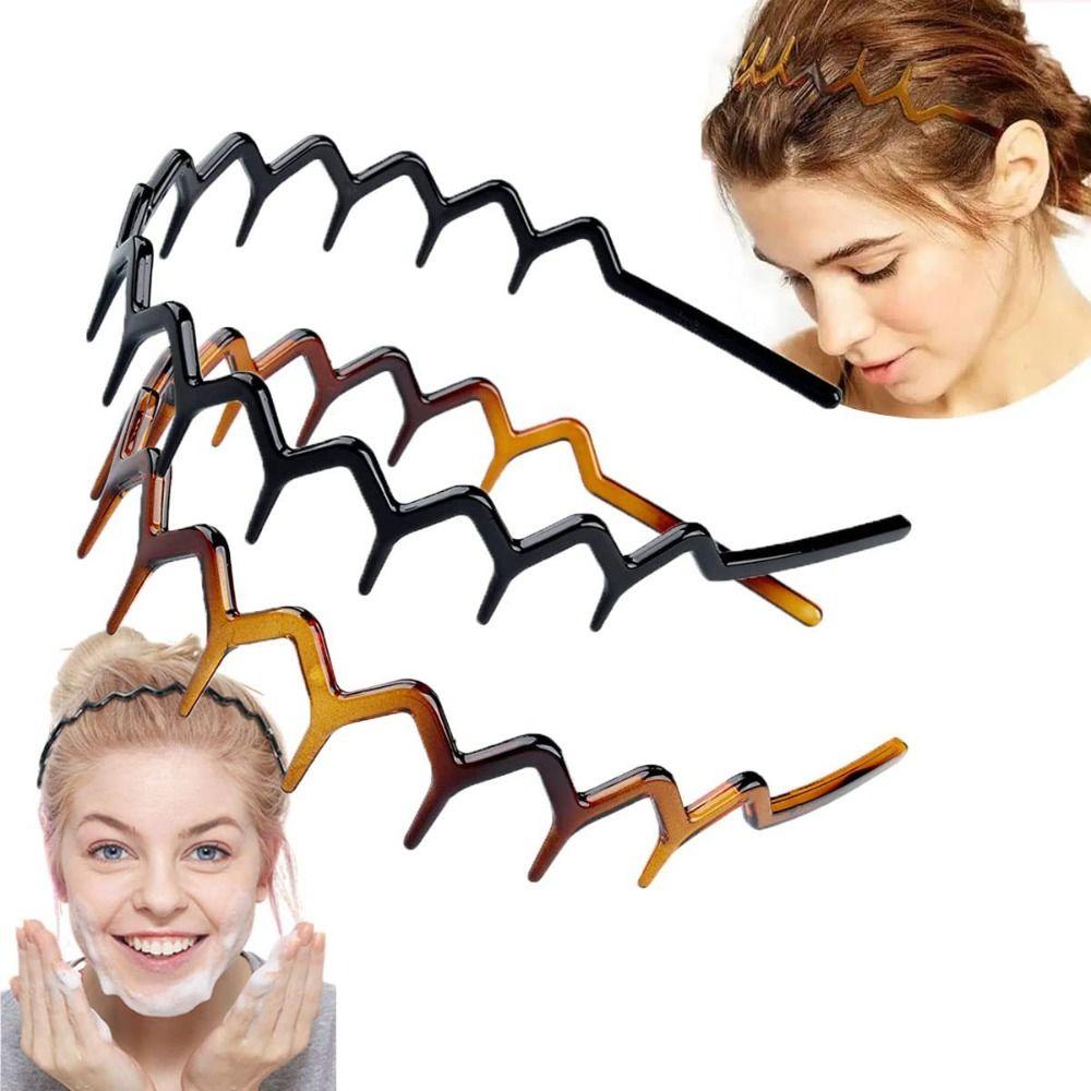 Makeup Headband for Washing Face Zigzag Hairband Headbands Plastic Wave Headband Teeth Hair Band