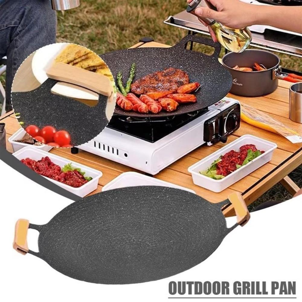 30/32/34/36/38cm Korean BBQ Grill Pan Round Shape Non-Stick Frying Pan Teppanyaki Pan  Home Picnic